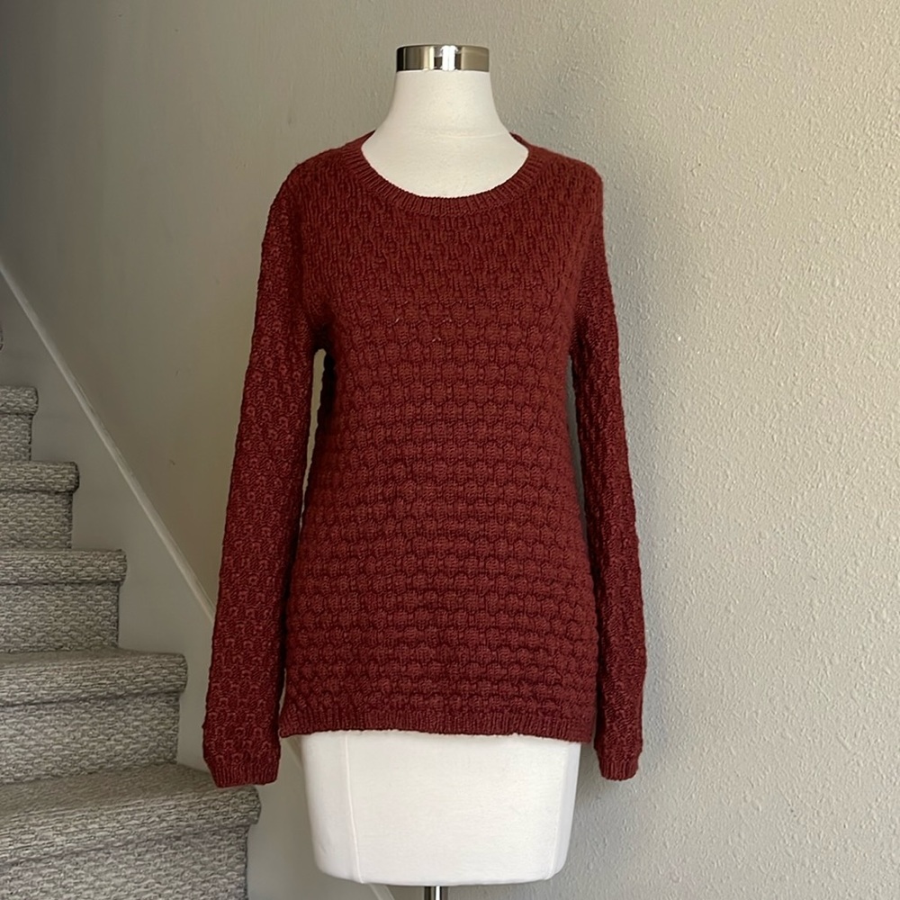 Anthropologie Field Flower Sz M Rust Brown Bubble Sweater